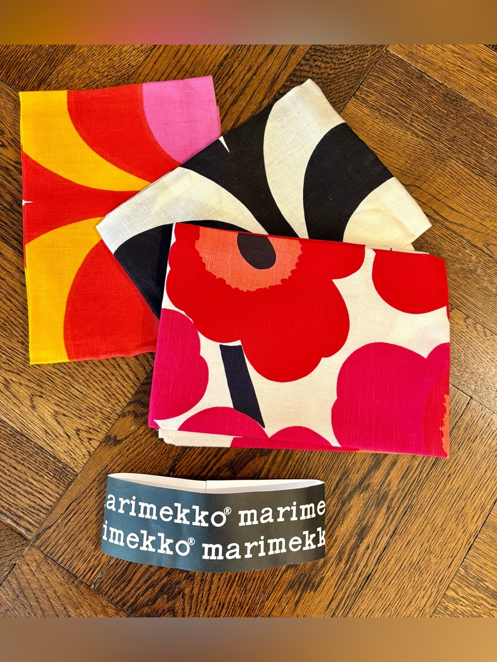 VTG Marimekko Finland Tea Towels Set of 3 Unikko Kaivo